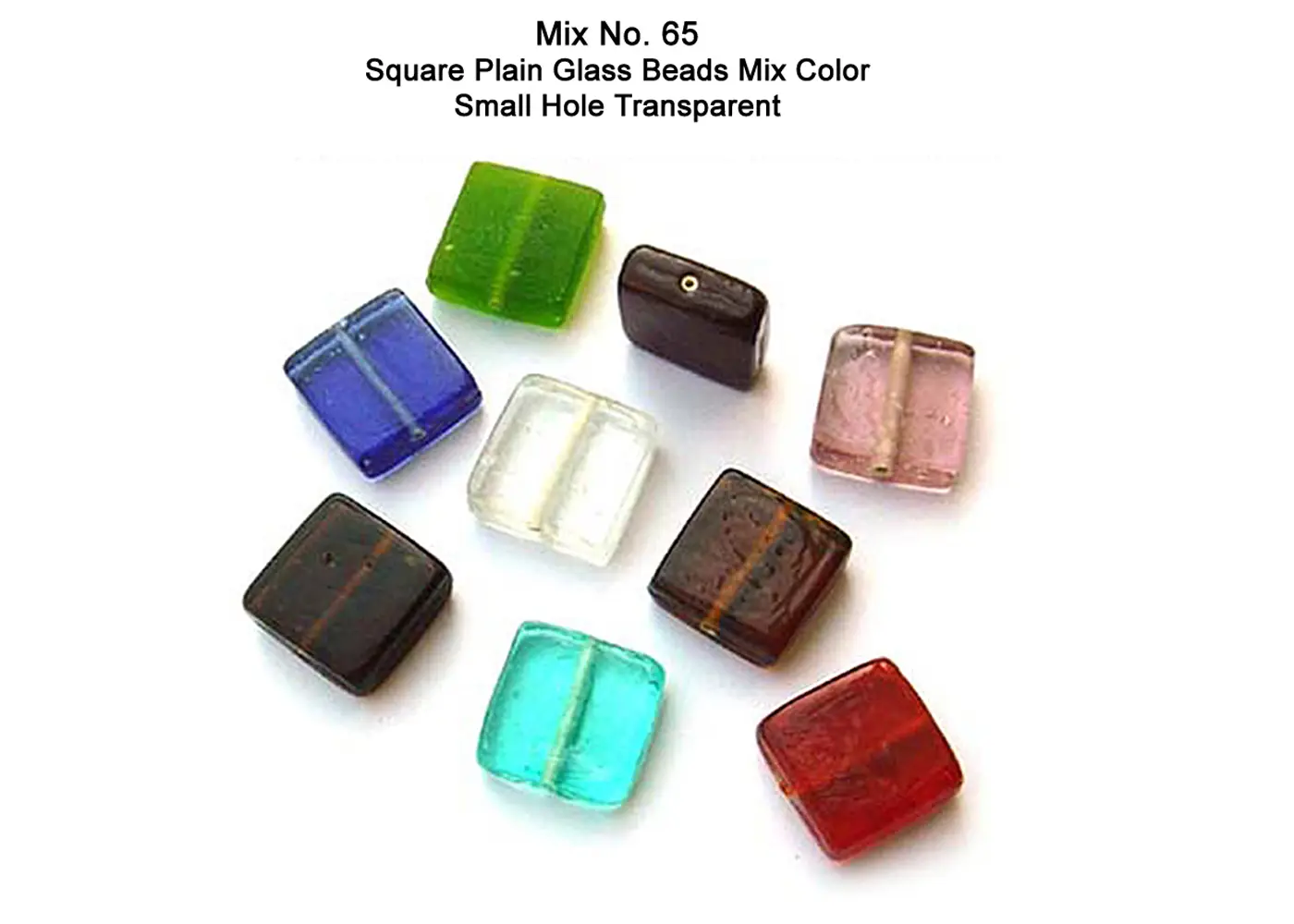 Square Plain glass bead mix color small hole transparent